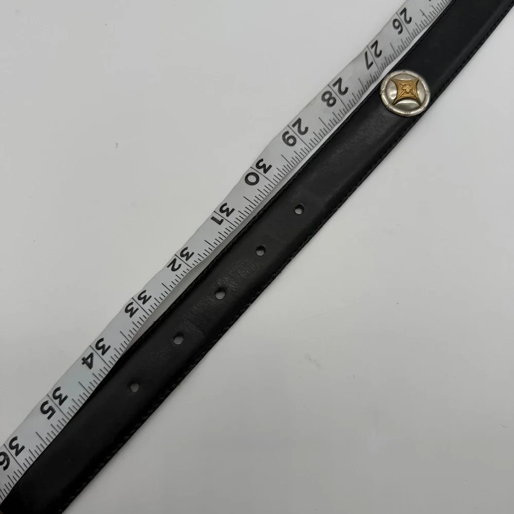 Fossil Womens Black Leather Belt Mixed Metal Buckle Concho Studs Western Boho M